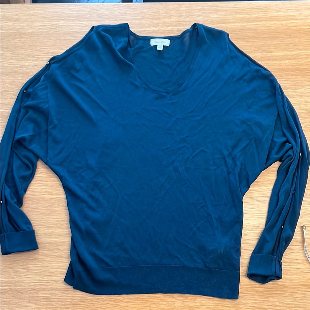 Calvin Klein Blue Long Sleeve Relaxed Blouse